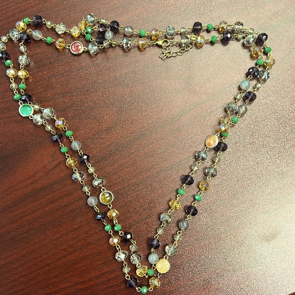 Double wrapped beaded necklace